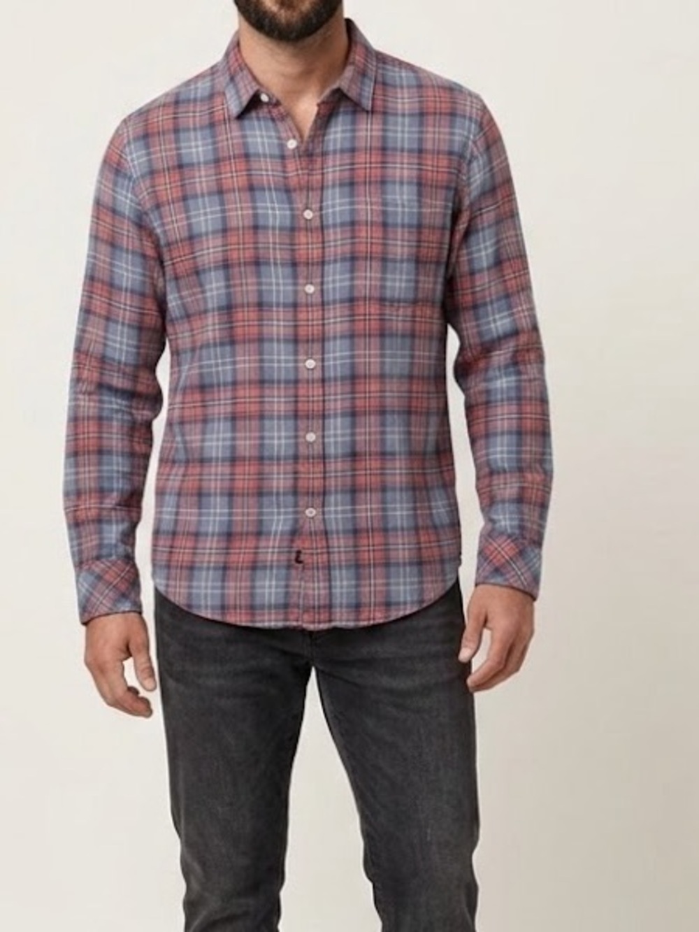 Rails Lennox Blue Corvair Melange Plaid Long Sleeve Button Down Medium